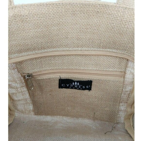 Cypress Home Shoulder Bag With Scarf Jute Beige Black White Coated‎ Lining - Picture 6 of 9